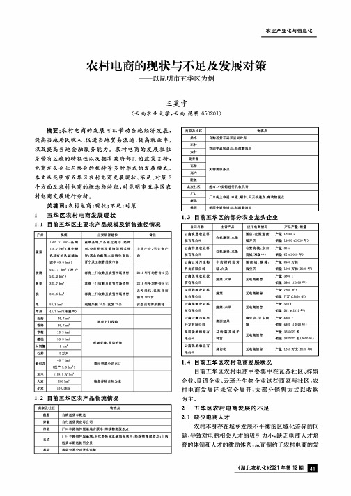 农村电商的现状与不足及发展对策——以昆明市五华区为例