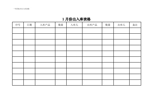 一年的每月出入库表格