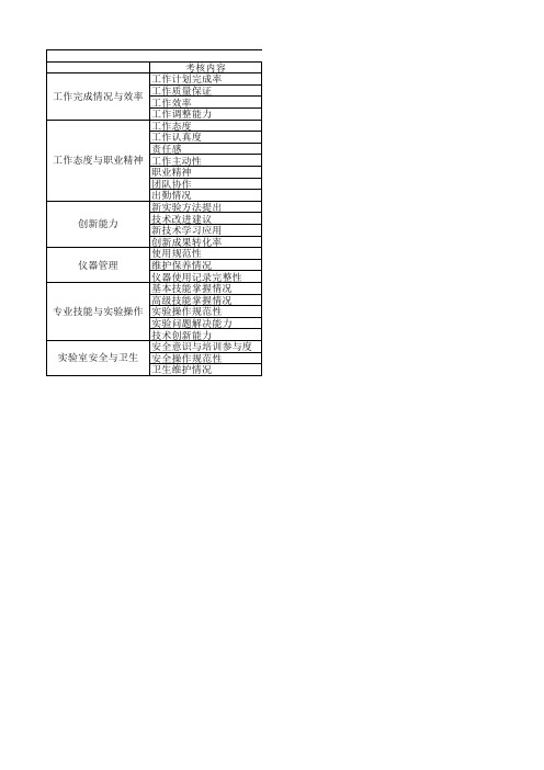 实验室人员绩效考核表