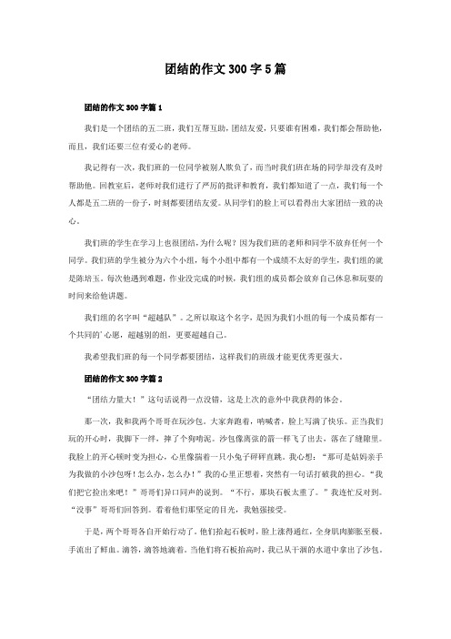 团结的作文300字5篇