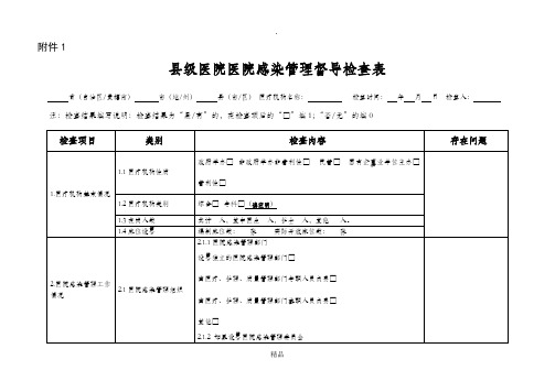 基层医院医院感染管理专项督导检查表