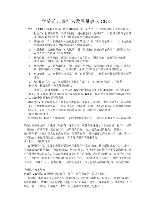 学龄前儿童行为发展量表(CCDI)