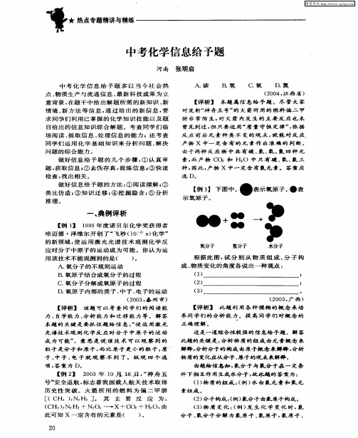 中考化学信息给予题