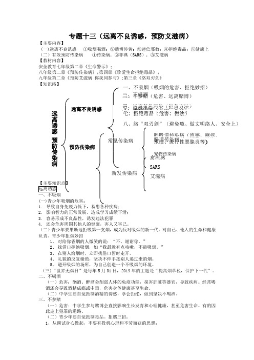 中考政治专题讲解与练习【专题13】远离不良诱惑(含答案)