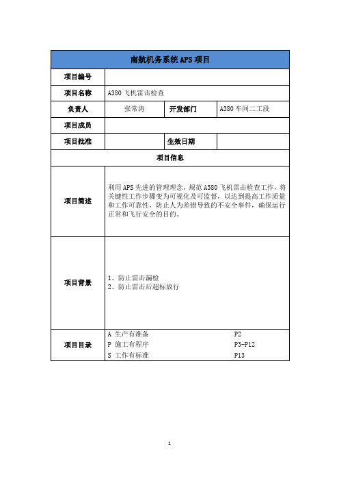 A380飞机雷击检查