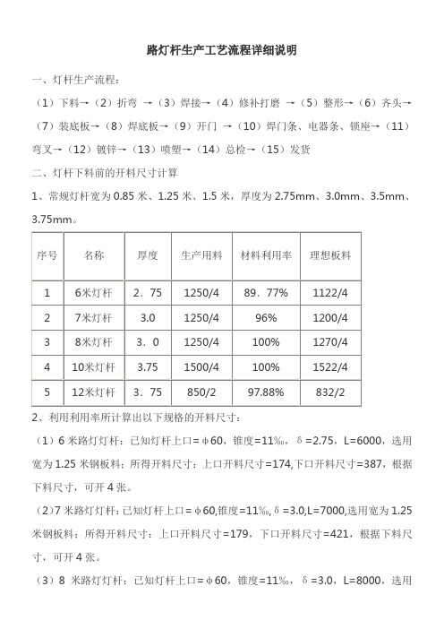 路灯杆生产工艺详细说明