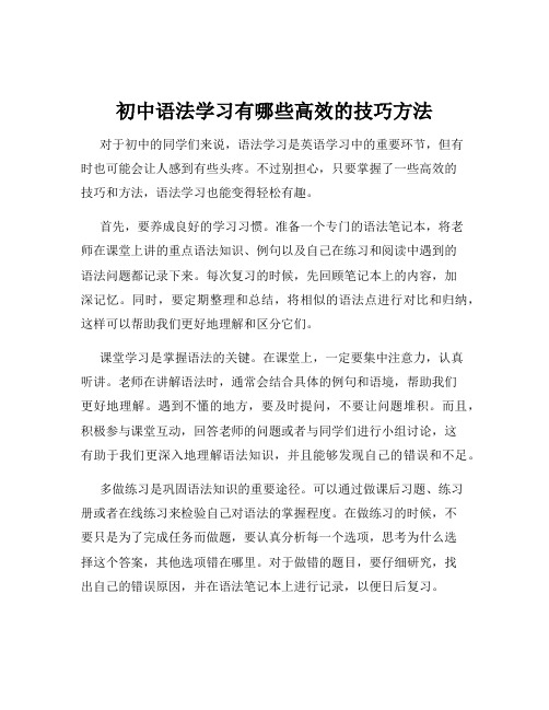 初中语法学习有哪些高效的技巧方法