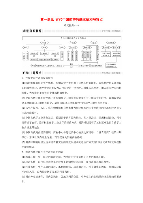 2017_2018学年高中历史古代中国经济的基本结构与特点单元提升学案新人教版