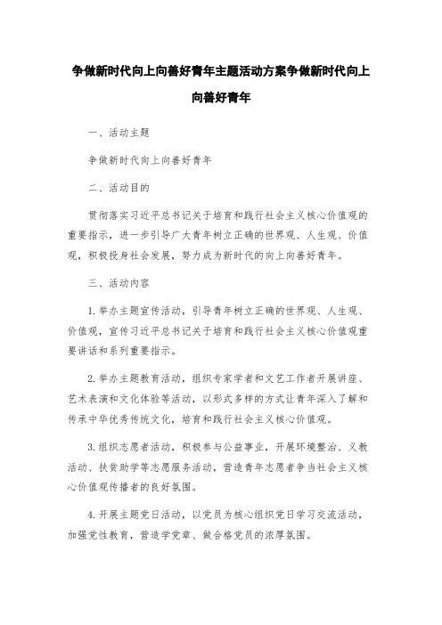 争做新时代向上向善好青年主题活动方案争做新时代向上向善好青年