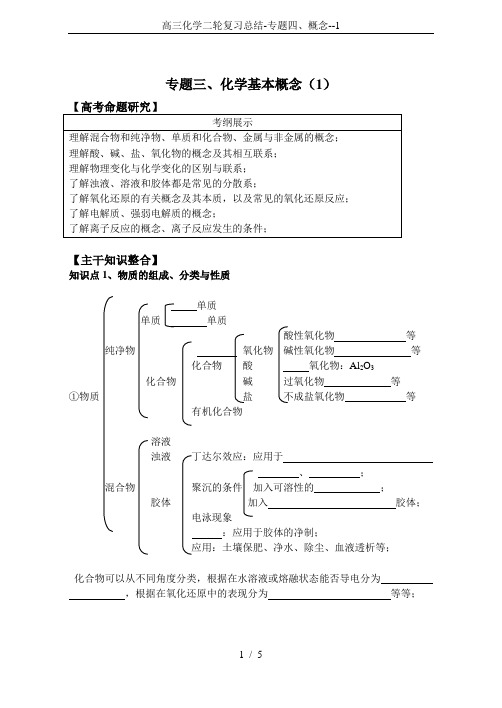 高三化学二轮复习总结-专题四、概念--1