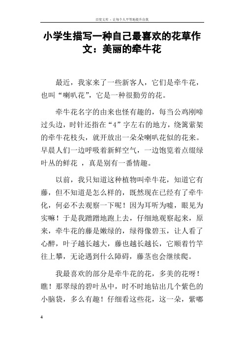 小学生描写一种自己最喜欢的花草作文美丽的牵牛花