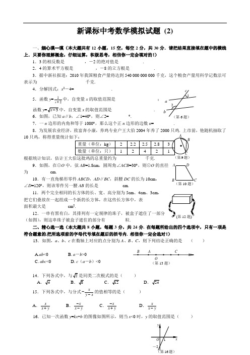 新课标中考数学模拟试题 (2).