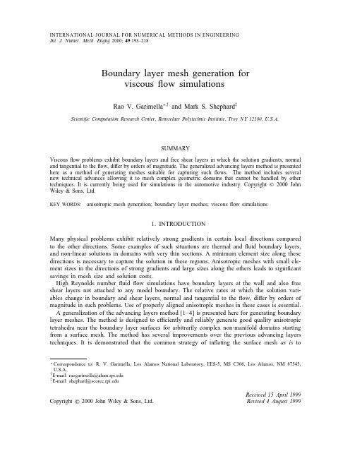 Boundary layer mesh generation for viscous flow simulations