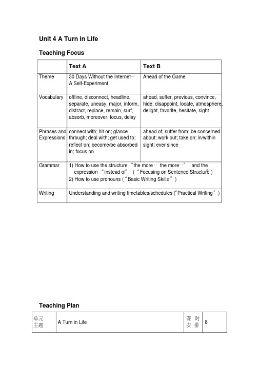 新视野大学英语(第三版)读写教程Book2-Unit4-电子教案