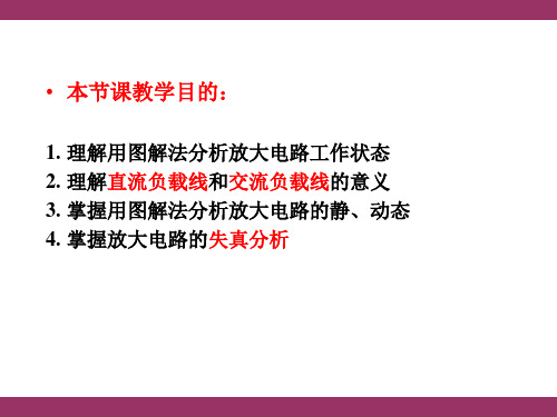 图解法分析放大电路的静、动态掌握放大电路的失真分析