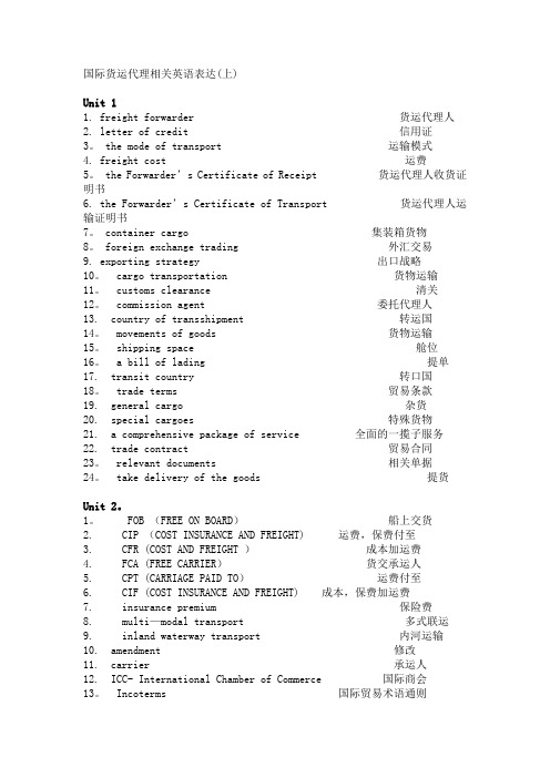 国际货运代理常用英语