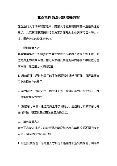 北森管理高潜识别培养方案