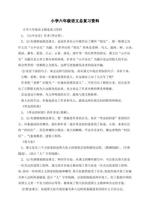 小学六年级语文总复习资料