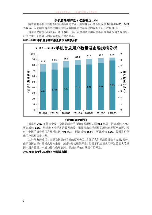 手机音乐用户近8亿涨幅达17