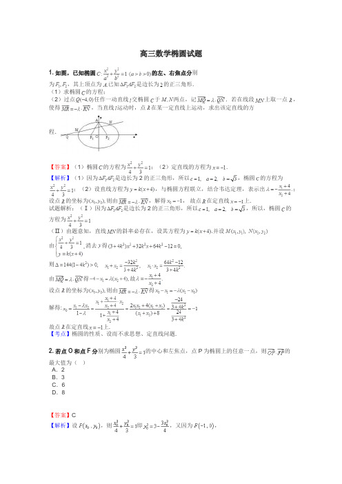 高三数学椭圆试题
