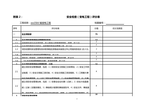 35千伏安全检查(变电工程)评分表