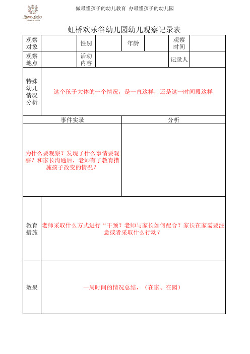 特殊幼儿观察记录表