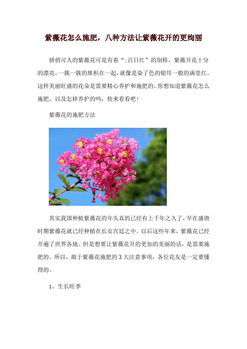 紫薇花怎么施肥,八种方法让紫薇花开的更绚丽