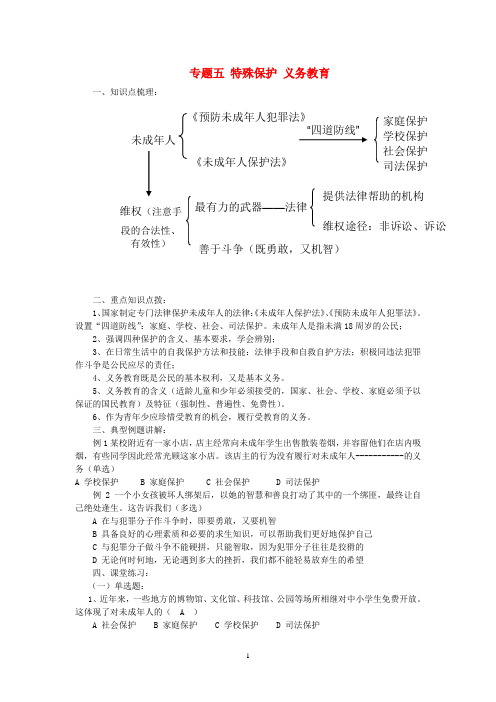 中考政治专题复习专题五 特殊保护 义务教育