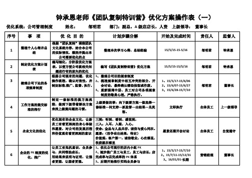 团队复制-优化方案表格