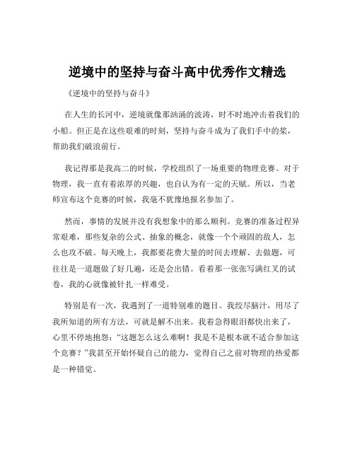 逆境中的坚持与奋斗高中优秀作文精选