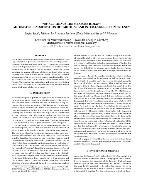 Off all things the measure is man Automatic classification of emotions and inter-labeler co