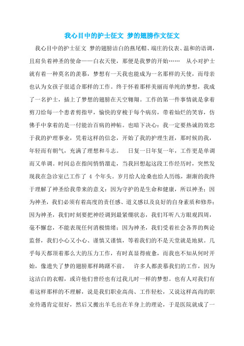 我心目中的护士征文 梦的翅膀作文征文