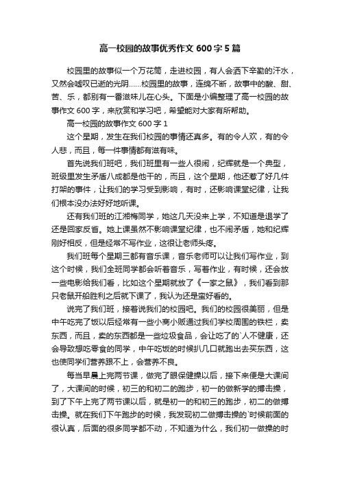 高一校园的故事优秀作文600字5篇