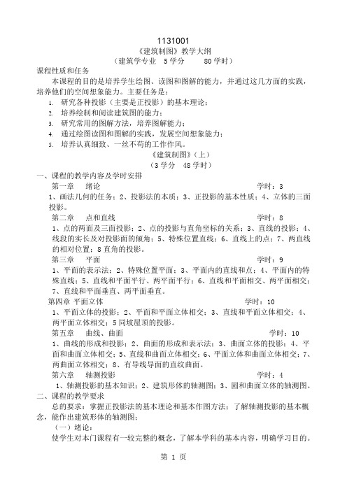 建筑制图教学大纲共4页word资料