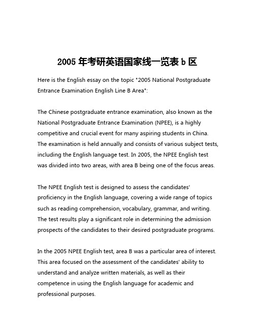 2005年考研英语国家线一览表b区