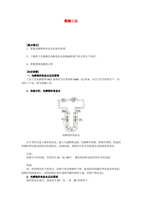 北京四中网校高考化学一轮复习 氯碱工业知识导学