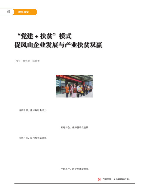 “党建扶贫”模式促凤山企业发展与产业扶贫双赢