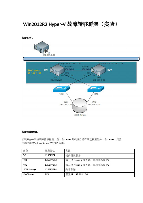 Win2012R2_Hyper-V故障转移群集(实验)