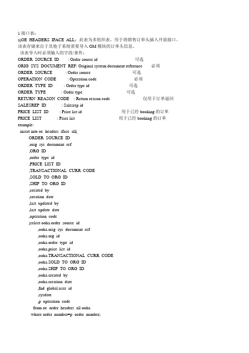 ebs 11i 订单相关表结构学习及销售到出仓所经历的表