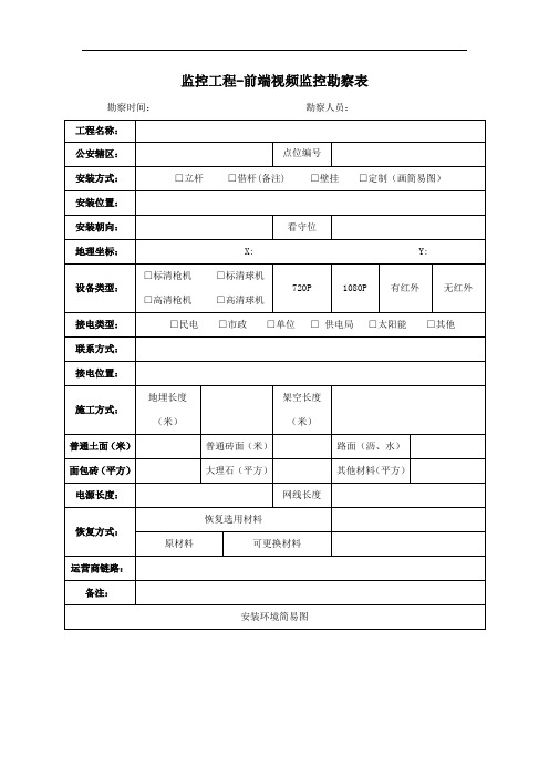 监控工程监控点位勘察表