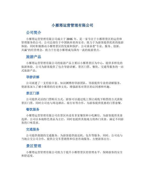 小雁塔运营管理有限公司