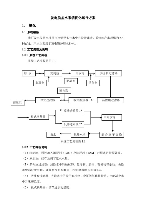 发电除盐水系统优化运行方案