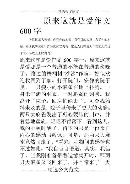 原来这就是爱作文600字