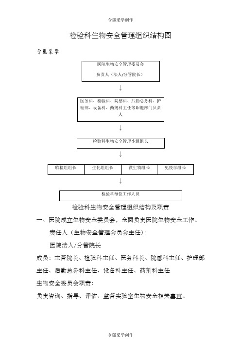 生物安全组织管理和相应的组织图