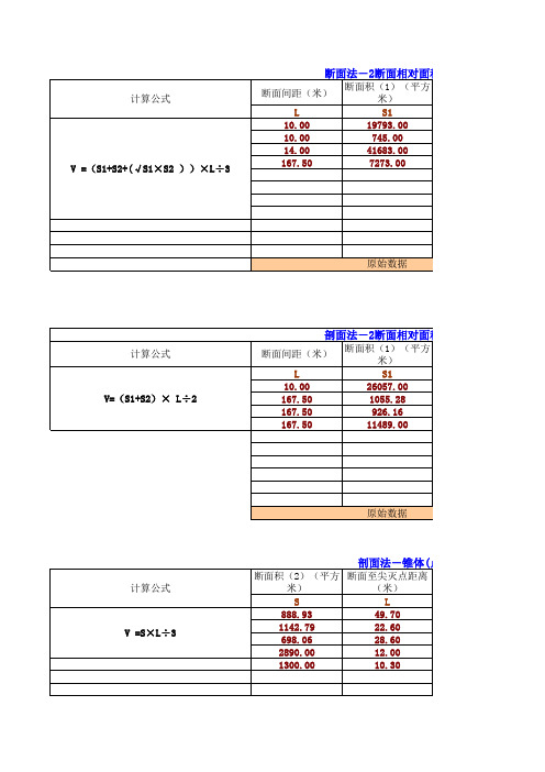 矿产资源储量计算表(平行断面法适用)