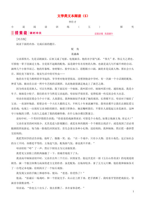 2019-2020年高考语文总复习 第二部分 现代文阅读 专题二 文学类文本阅读(5)(含解析)新人教版