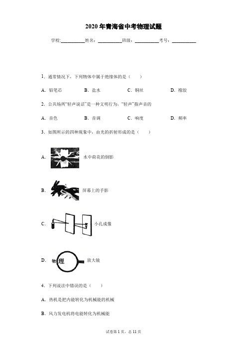 2020年青海省中考物理试卷及答案解析.pdf