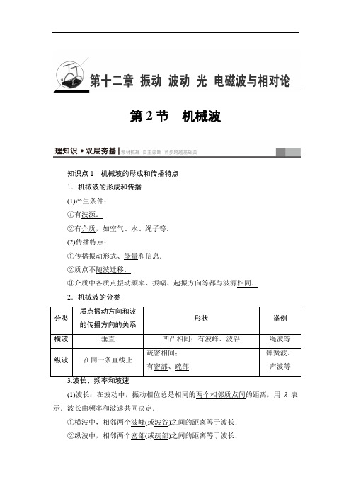 2018届高三物理江苏一轮复习练习:选考部分 第12章 第2节 机械波 含答案 精品