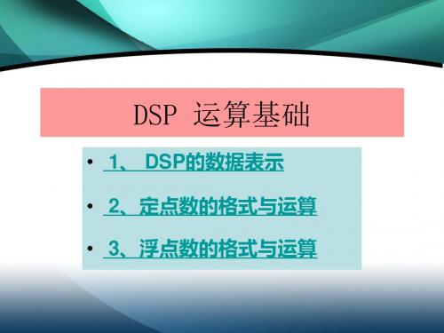 DSP定点和浮点数格式