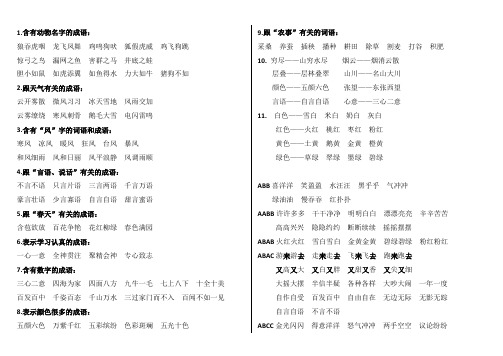 部编版语文二年级上册  成语汇总